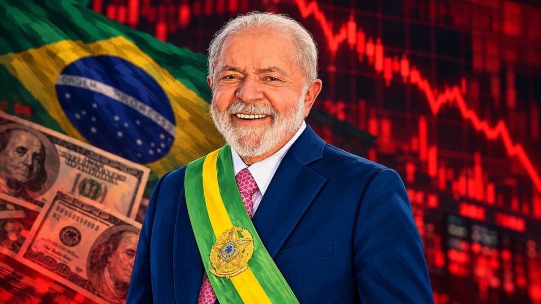 Lula da Silva con la banda presidencial ante la caída de la bolsa de Brasil y la suba del dólar